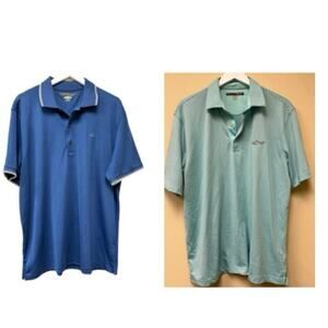 Greg Norman Men's Blue Short Sleeve Play Dry Polo Shirts Bundle of Two Size XL